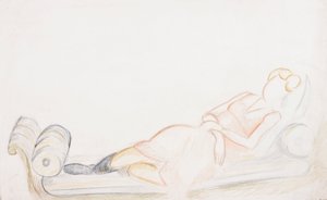 Christine Mavrogordato en un diván, c.1928 de Mark Gertler